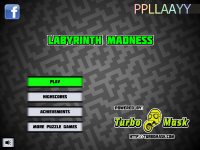 Labyrinth Madness start menu screen. Powered by TurboMask