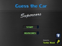 Guess the Car: Supercars game menu. Powered by TurboMask.